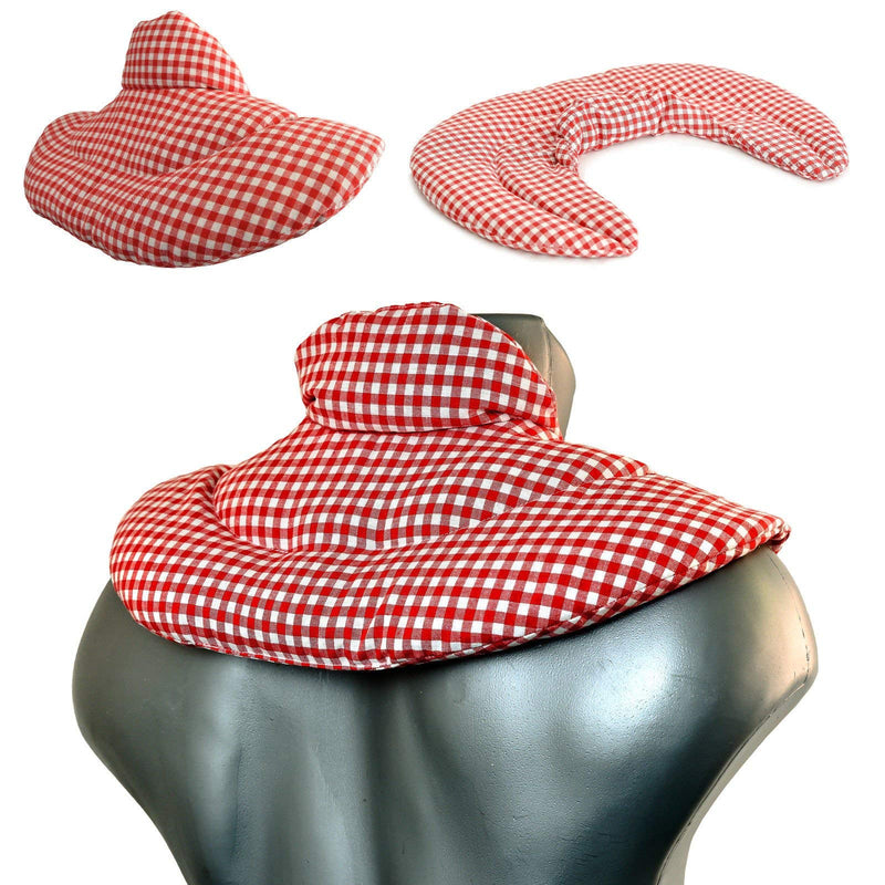 Neck pillow with stand-up collar - cherry stone pillow - neck pillow heat pillow - 2 in 1 - heat and cold possible - cherry stone pillow, red and white - NewNest Australia