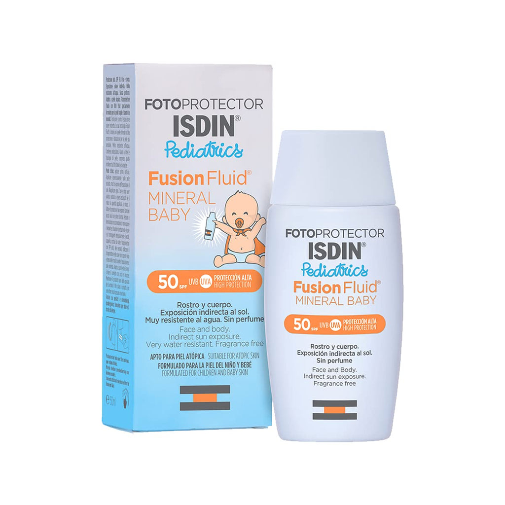 ISDIN Fotoprotector Mineral Baby Pediatrics Sun Cream Face SPF 50 (50ml) | 100% mineral sunscreen specially developed for the sensitive skin of children and babies - NewNest Australia