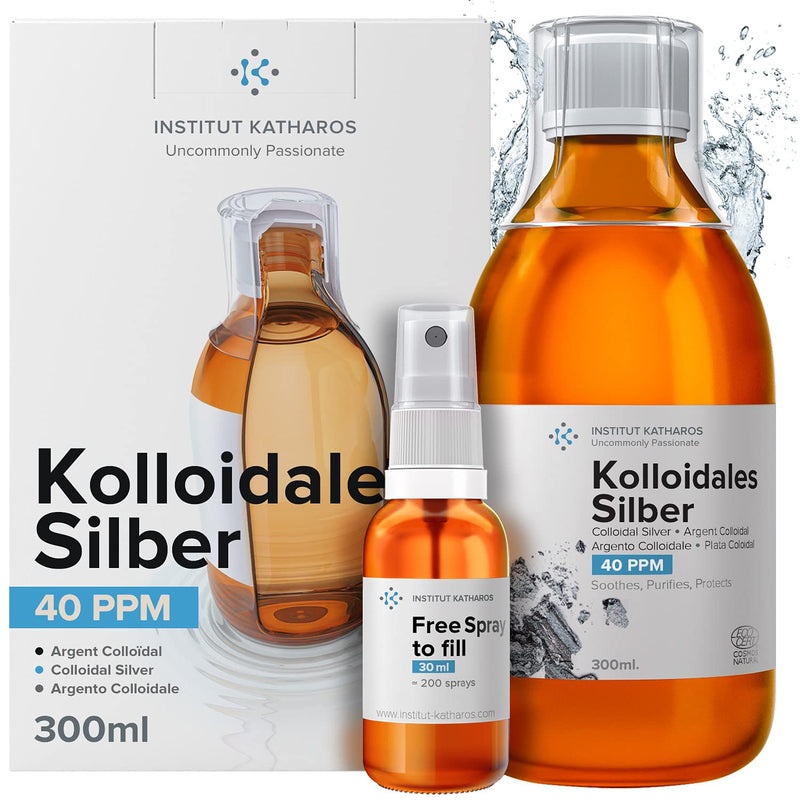Colloidal Silver 100% Natural ‚Óè 40 Ppm (300Ml) ‚Óè Cosmos Natural Certified ‚Óè With Refillable 30Ml Spray ‚Óè High Concentration, Smaller Particles, Higher Effectiveness ‚Óè Ebook Included 2-Piece Set - NewNest Australia