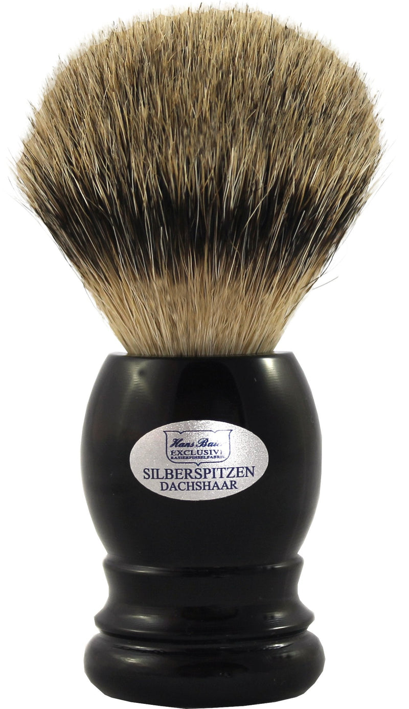 Hans Baier Exclusive shaving brush real silvertip badger hair - plastic handle, black - NewNest Australia