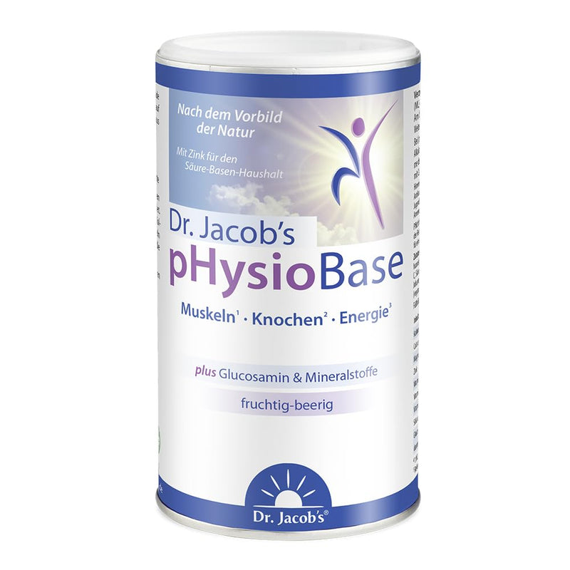 Dr. Jacob's pHysioBase 300 g can I vegan with the power of real berries & glucosamine I based on citrate & lactate, potassium, magnesium, calcium, vitamin CI for muscles¹, bones² & immune system³ - NewNest Australia