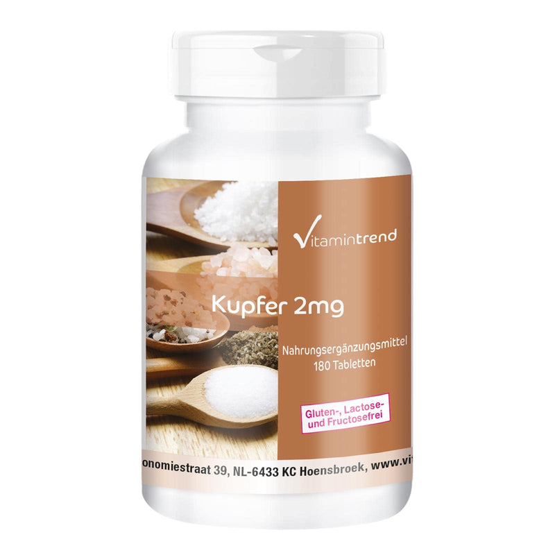 Copper tablets 2mg - 180 tablets - ! FOR 6 MONTHS ! - vegan - high-dose copper dietary supplement | Vitamintrend® - NewNest Australia