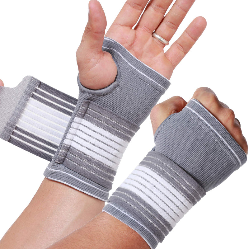 Neotech Care Palm Support With Thumb Part - Adjustable Compression Straps - Elastic & Breathable Fabric - For Sports, Bowling, Boxing - Gray (1 Unit, Size L) - NewNest Australia