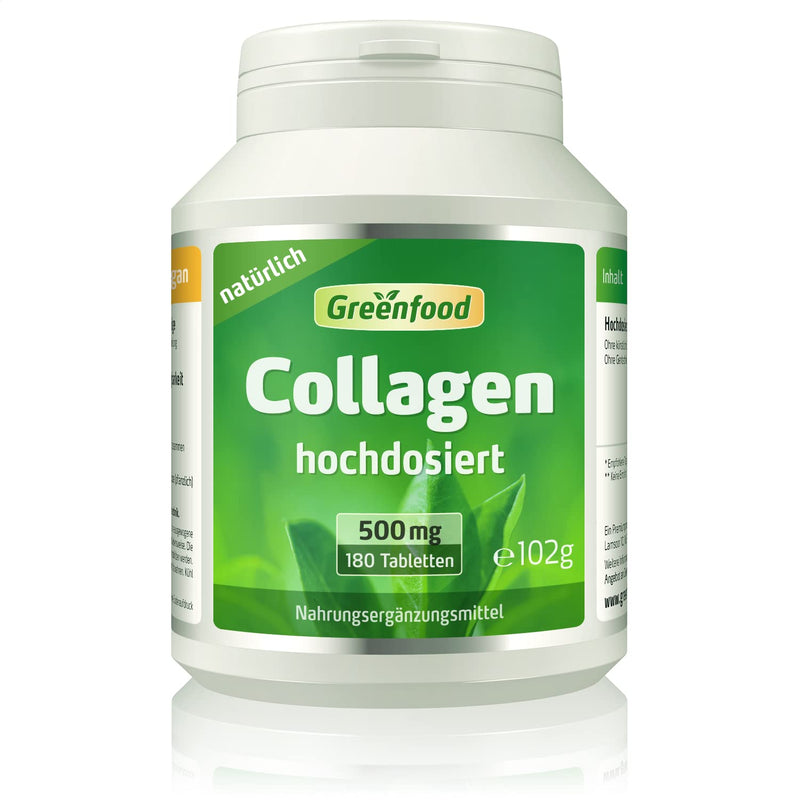 Collagen, 500 mg, high dose, 180 tablets - natural collagen hydrolyzate. WITHOUT artificial additives, without genetic engineering. 180 pieces (pack of 1) - NewNest Australia