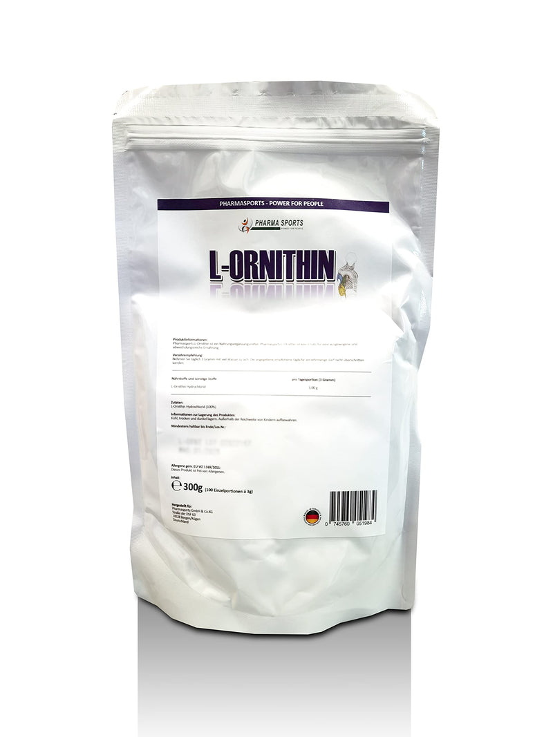 L-Ornithine powder 300g - PREMIUM quality - obtained through vegetable fermentation (quantity like 600 capsules of 500mg each) - NewNest Australia