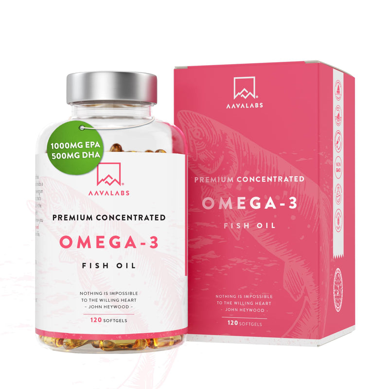 Omega 3 Fish Oil, 2000 Mg, From Aava Labs, High Starch, Molecularly Distilled For The Ultimate In Purity And Freshness, 800 Mg Epa And 400 Mg Dha Per Daily Dose, Gm And Gluten Free, 120 Capsules - NewNest Australia