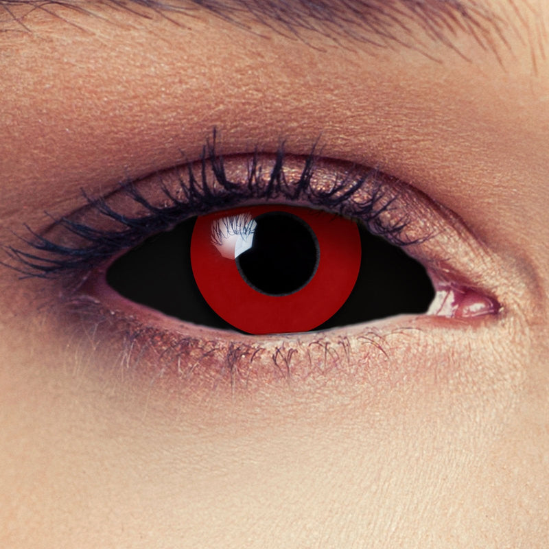 DESIGNLENSES Red black large colored full sclera contact lenses with 22mm diameter, 1 pair (2 pieces) + storage case "Saw" Saw - NewNest Australia
