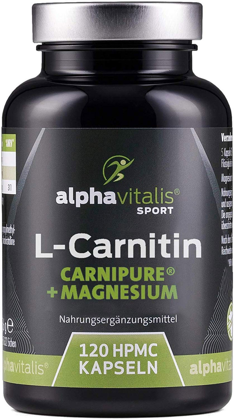 L-Carnitine Carnipure Capsules High Dose 3000 Mg Made From Premium Raw Materials + Magnesium Citrate - Vegan And Stearate Free From Alphavitalis - 120 Capsules - NewNest Australia