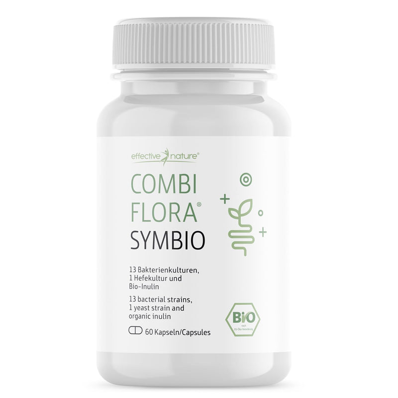 Combi Flora SymBIO - Probiotic with 13 bacterial strains + organic inulin - 60 vegan capsules - delayed release - high dose 60 pieces (pack of 1) - NewNest Australia