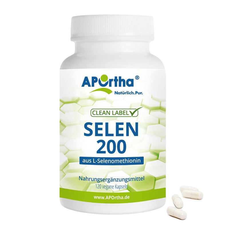 APOrtha® Selenium capsules 120 pieces I Selenium 200 µg from L-selenomethionine I Organically bound selenium in high doses and easy to swallow I Best selenium 200 µg I vegan, yeast-free, gluten-free, soy-free - NewNest Australia
