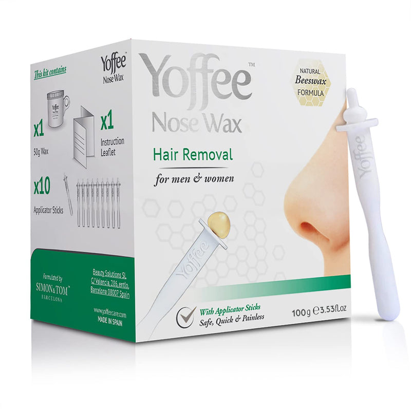 Yoffee Original Nose Wax Kit, Nose Hair Removal Set, For Men And Women, Organic Beeswax, Nose Wax Set With 10 Recyclable Applicators, Paraben-Free, 60 G, Made In Spain - NewNest Australia