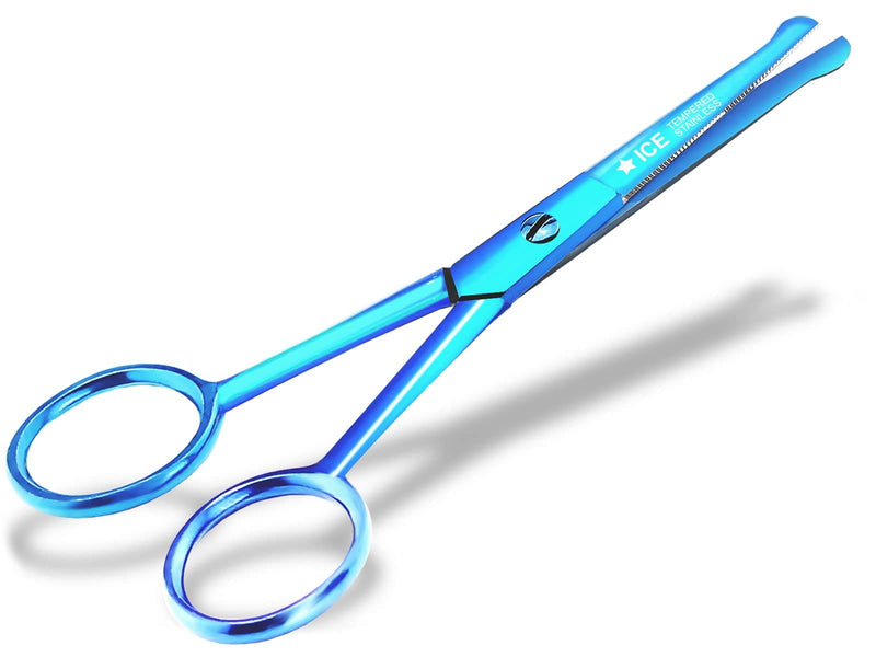 Beard scissors BLUE TITANIUM mustache scissors nose hair scissors with micro-serration - NewNest Australia