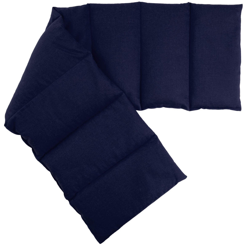 Flaxseed pillow 75x20cm large 8-chamber, dark blue - heat grain pillow for microwave or oven, linseed - NewNest Australia