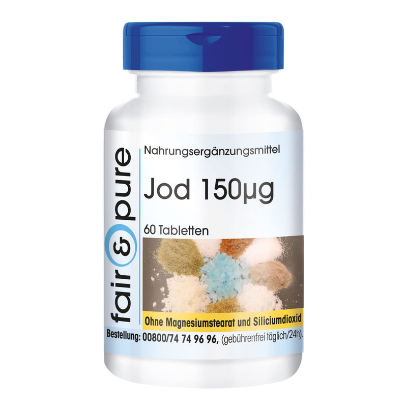 Fair & Pure® - Iodine tablets 150mcg made from potassium iodide - 100% of the daily requirement - vegan - without magnesium stearate - 60 tablets - NewNest Australia