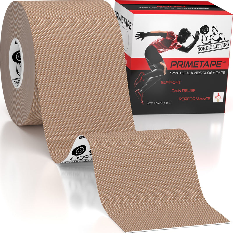 Nordic Lifting Kinesiology Tape - Pro Sport & Athletic Taping For Knee, Tibial Ridge, Shoulder And Muscle - 2" X 16.4" Unpolished Roll, Black, 1 (Beige) Beige - NewNest Australia