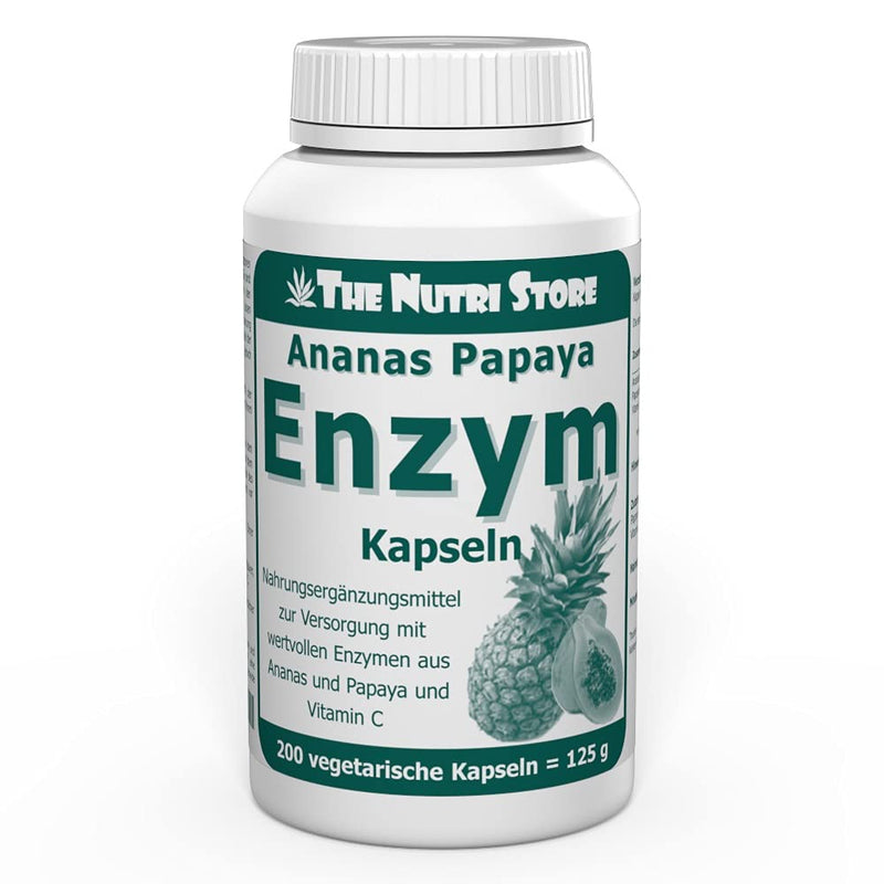 Enzyme capsules 200 pieces - dietary supplement to supply valuable enzymes from pineapple and papaya and vitamin C - NewNest Australia