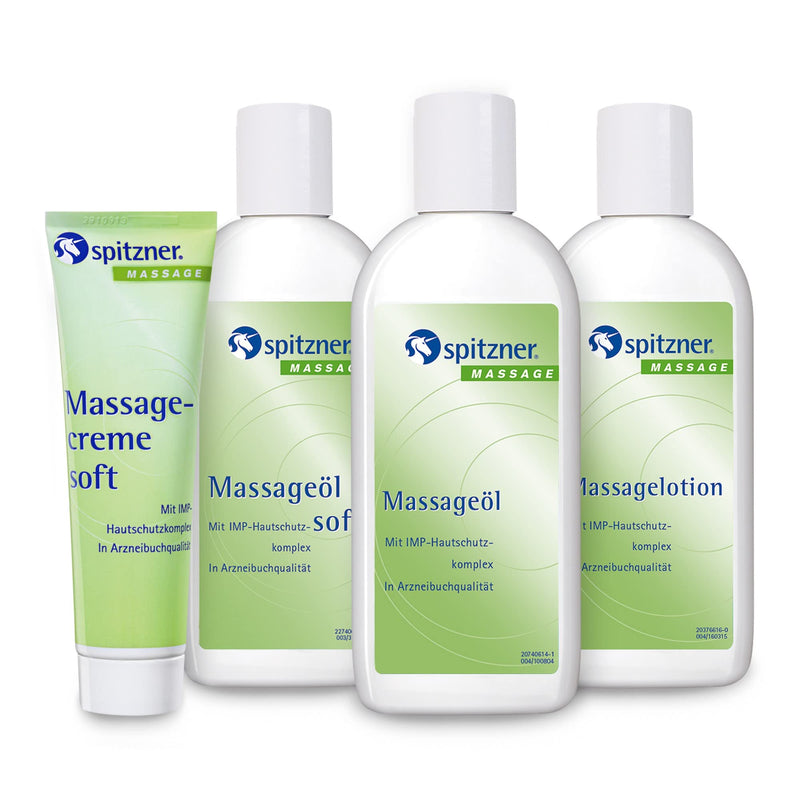 Spitzner Massage Set Of 4 (Massage Oil Soft & Classic 200 Ml Each + Massage Lotion Classic 200 Ml & Massage Cream Soft 50 Ml) - Nourishing Massage Products For Sensitive Skin - NewNest Australia