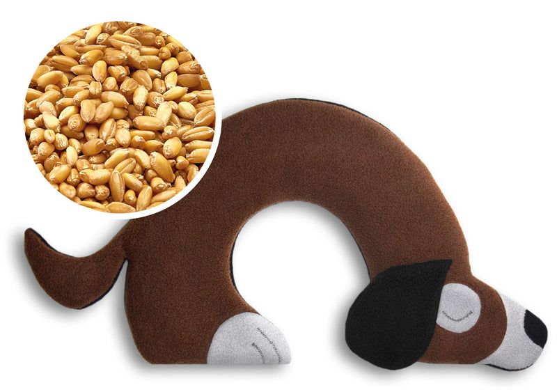 LESCHI heat pillow - grain pillow for microwave - animal dog dark brown - cuddly neck pillow with organic wheat - ideal as a heat source in winter and for tension on the neck, shoulder, neck, chocolate/midnight - NewNest Australia