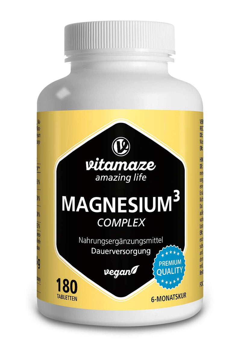 Magnesium complex, 350 mg elemental magnesium in 1 tablet, 180 high-dose vegan tablets with 24-hour depot effect, magnesium citrate carbonate oxide without additives, Made in Germany - NewNest Australia