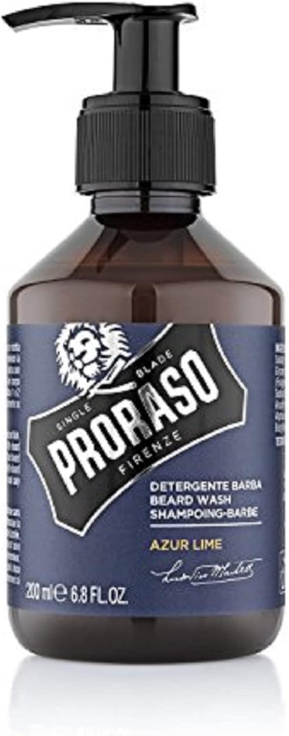 Proraso Beard Wash Azur Lime, 200 ml, scented beard shampoo cleans, nourishes and refreshes beard and skin, washing gel gently removes impurities, Made in Italy - NewNest Australia