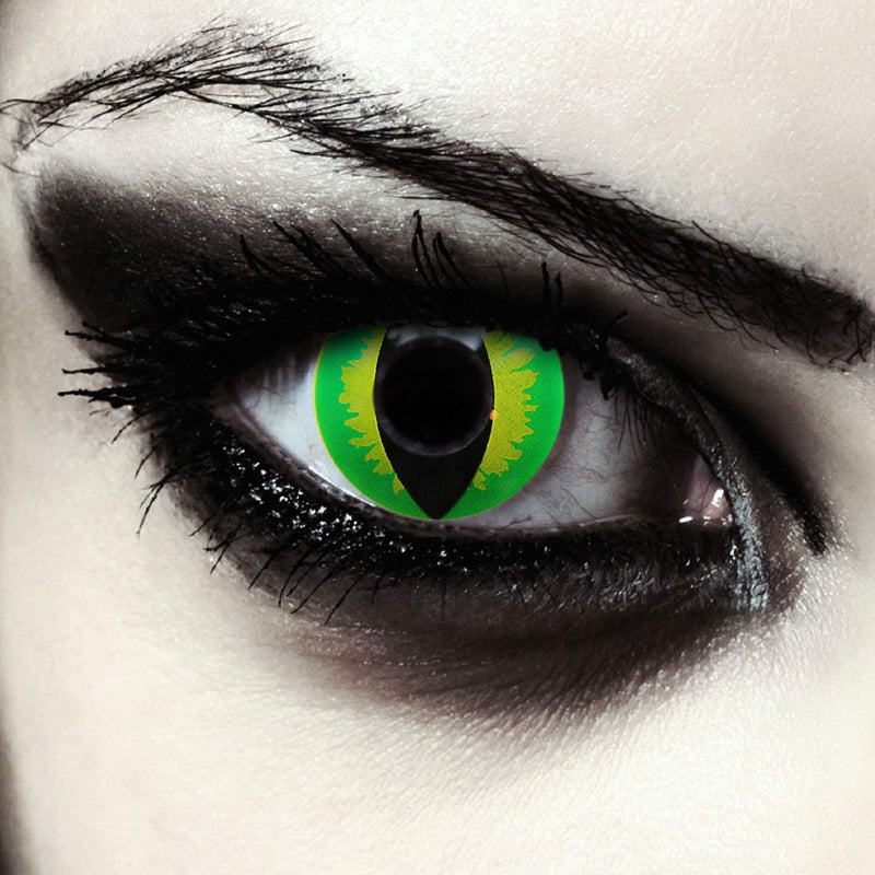 DESIGNLENSES, colored green cat eyes Halloween costume contact lenses, 1 pair (2 pieces), soft dragon colored lenses without strength, "Green Dragon" Green Dragon - NewNest Australia