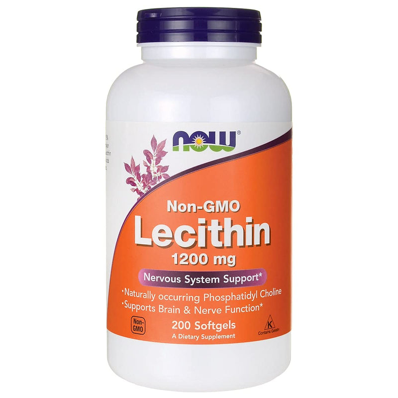 NOW Foods Lecithin, 1200mg Non-GMO - 200 softgels - NewNest Australia
