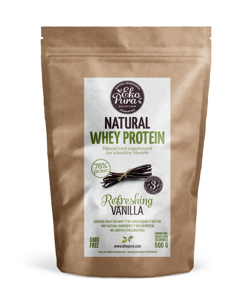 Ekopura Natural Whey Protein - Vanilla - 500G | 78% Protein | 100% Natural Grass Fed Whey| Hormone-Free, Gmo-Free, Soy-Free, No Additives, No Added Sugar | Muscle Growth And Recovery - NewNest Australia