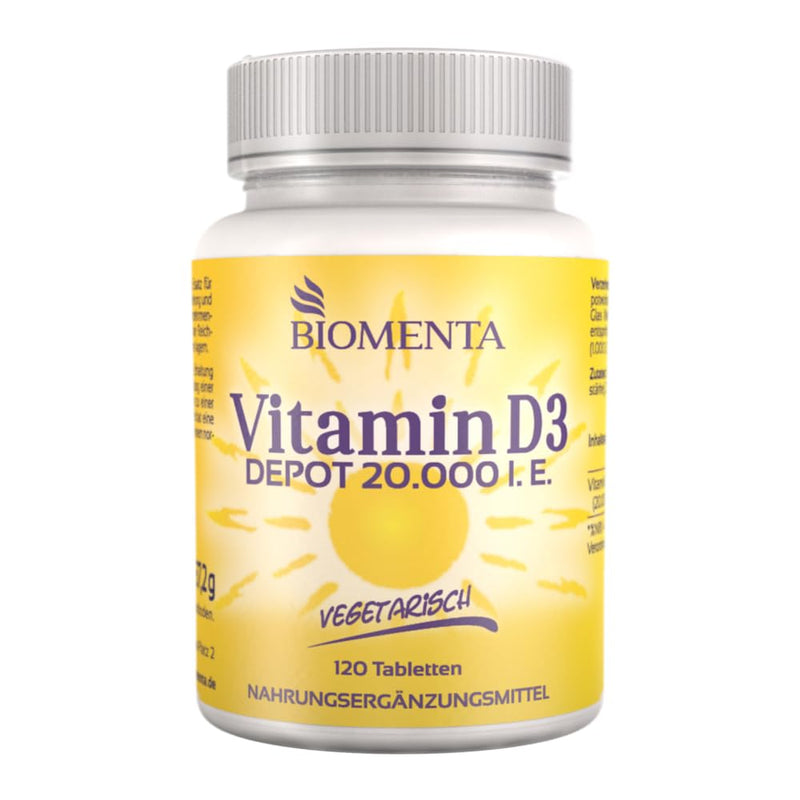 Biomenta Vitamin D3, High Dosage - 20,000 Iu, Vegan Vitamin D3 Tablets With Slow-Release Effect: Take 1 Tablet Of Vitamin D Every 20 Days - Bottle Of 120 Vitamin D3 Tablets (Cholecalciferol) - NewNest Australia