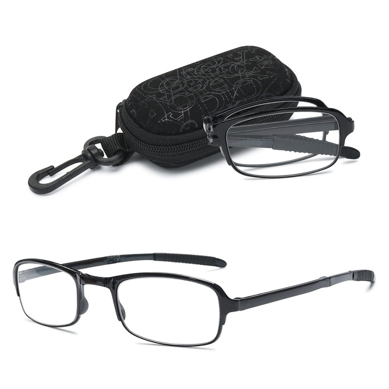 VEVESMUNDO Reading Glasses Foldable Folding Glasses Men Women Small Compact Glasses with Diopters with Case +1.0, +1.5, +2.0, +2.5, +3.0, +3.5, +4.0 Black 2.5 x - NewNest Australia