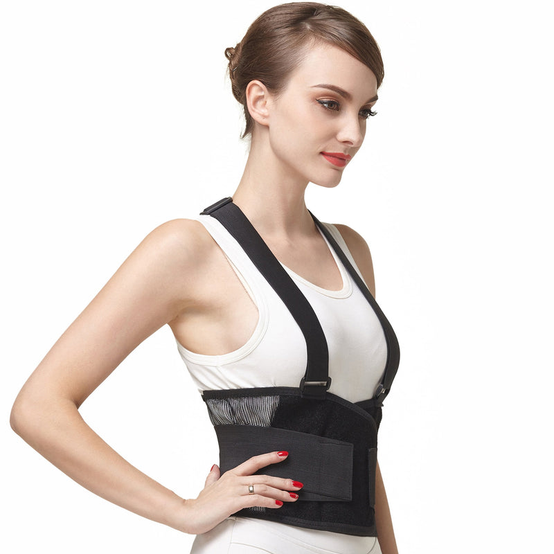NEOtech Care Back Support with Straps - Lightweight and Breathable - Lumbar Support - Posture, Work, Gym - Black (M) - NewNest Australia