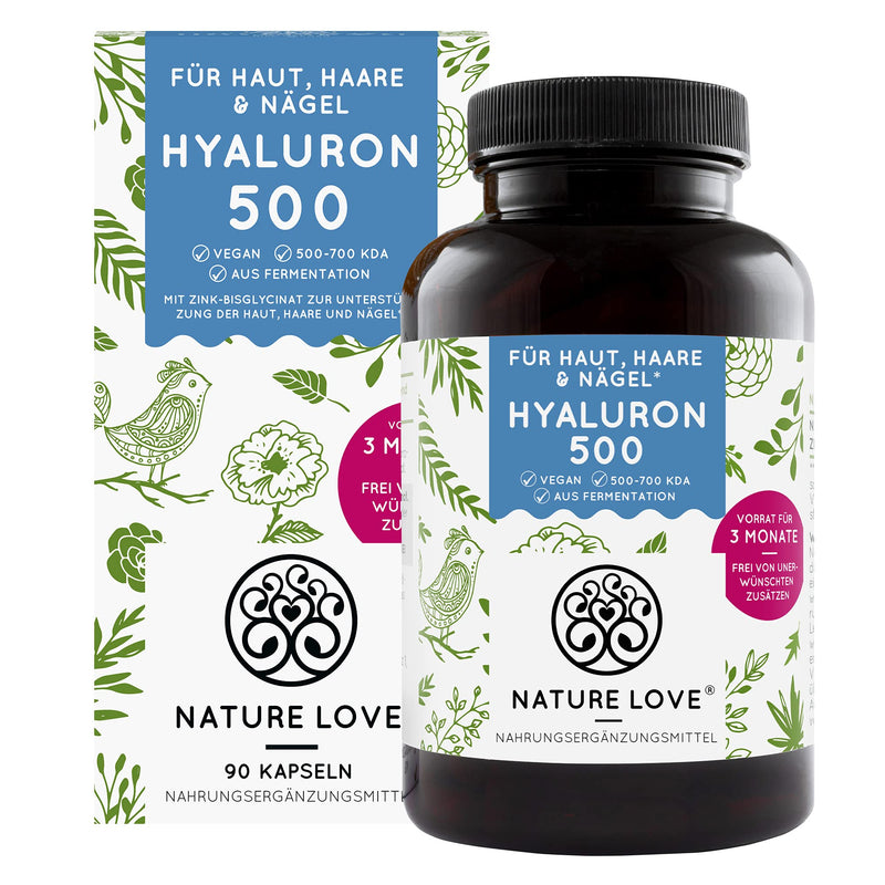 Nature Love Hyaluronic Acid Capsules - Comparison Winner 2019* - High Dose: Now 500Mg Instead Of 400Mg - 90 Pieces (3 Months) - 500-700 Kda - Laboratory Tested, Vegan, Made In Germany - NewNest Australia