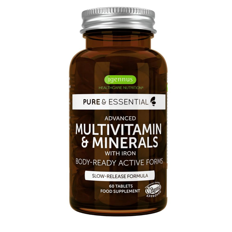Bioactive multivitamin & mineral complex with extra iron, folic acid as folate, zinc, selenium & vitamin D3, ideal for women, vegan, 60 tablets, from Igennus - NewNest Australia