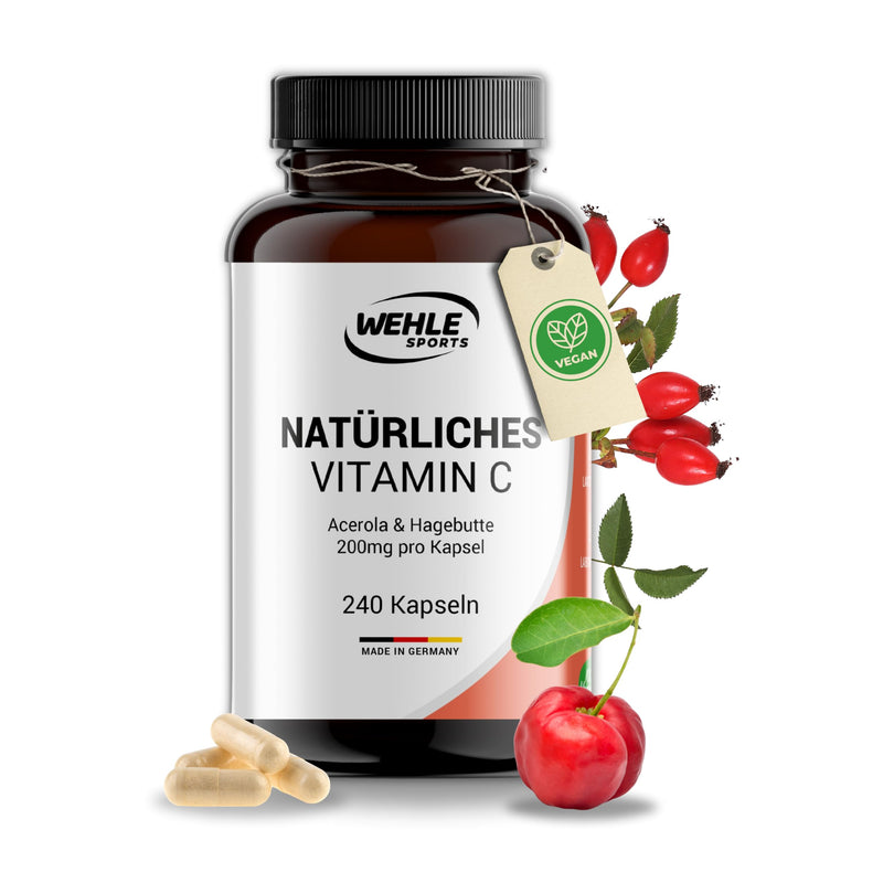 High-dose natural vitamin C - 240 vegan capsules 4 month supply of acerola extract and rose hip extract 400 mg pure vitamin C per daily dose (2 capsules) laboratory tested - NewNest Australia
