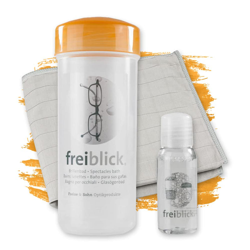 Freiblick Glasses Bath Set With 50 Ml Special Cleaner And Micro-Fibre Cloth, Glasses Cleaning Cloth In Extra Size Of 40 X 40 Cm, Mobile Glasses Cleaning Device Suitable For Every Pair Of Glasses - NewNest Australia