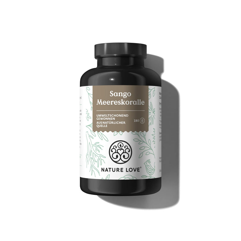 NATURE LOVE® Sango Sea Coral - 180 capsules - Natural source of calcium (20%) and magnesium (10%) in the body's own ratio of 2:1 - laboratory tested and produced in Germany. - NewNest Australia