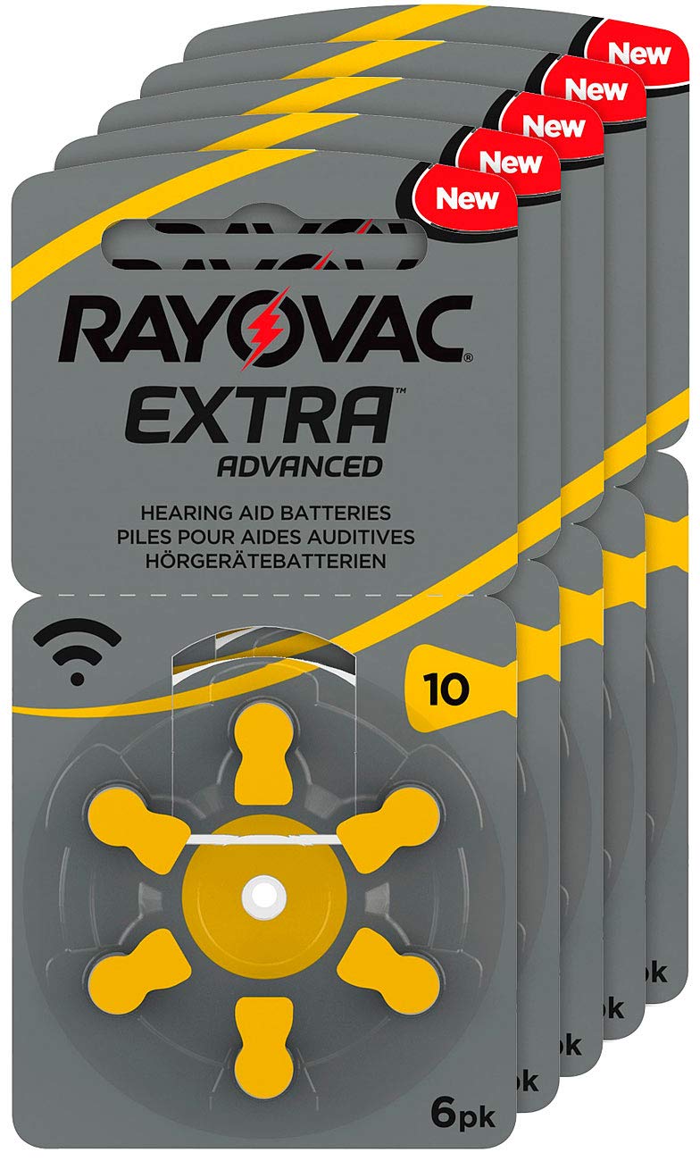 RAYOVAC hearing aid batteries 10 Extra Advanced 1.45V 105 mAh, 5x economy pack of 6 - NewNest Australia