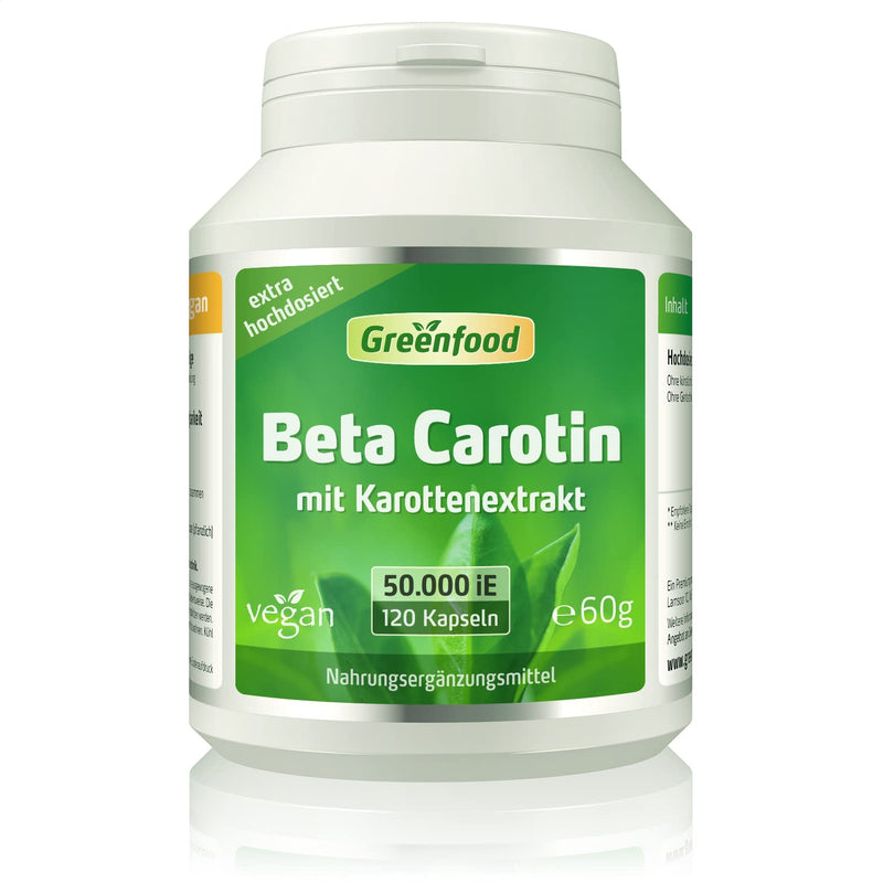 Beta carotene, 50,000 iU (30 mg), 120 vegi capsules, high dose - precursor of vitamin A (eyes, skin protection). Vegan. 120 pieces (pack of 1) - NewNest Australia