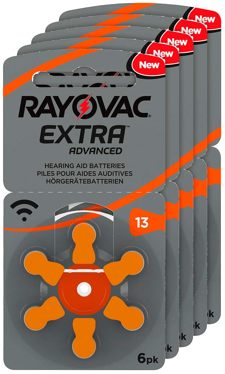 RAYOVAC hearing aid batteries 13 Extra Advanced 1.45V 310 mAh, 5x economy pack of 6 - NewNest Australia