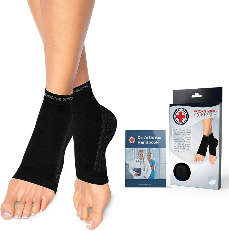 Doctor Developed Copper Infused Foot Compression Sleeves/Plantar Fasciitis Socks [Pair] And A Manual Written By A Doctor [English Language Not Guaranteed] M Black - NewNest Australia