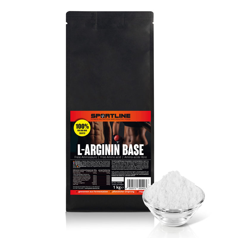 Sportline L-Arginine Base micronized powder 1 kg high dosage, purely vegetable from fermentation, free amino acid without additives - NewNest Australia