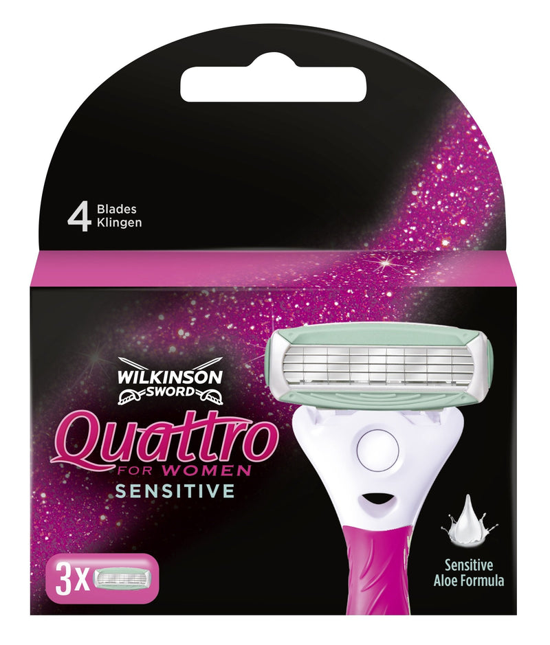 Wilkinson Sword Quattro for Women Sensitive Razor Blades for Women's Razors, Pack of 3 - NewNest Australia