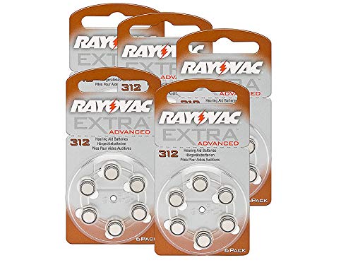 RAYOVAC hearing aid batteries 312 Extra Advanced 1.45V 180 mAh, 5x economy pack of 6 - NewNest Australia