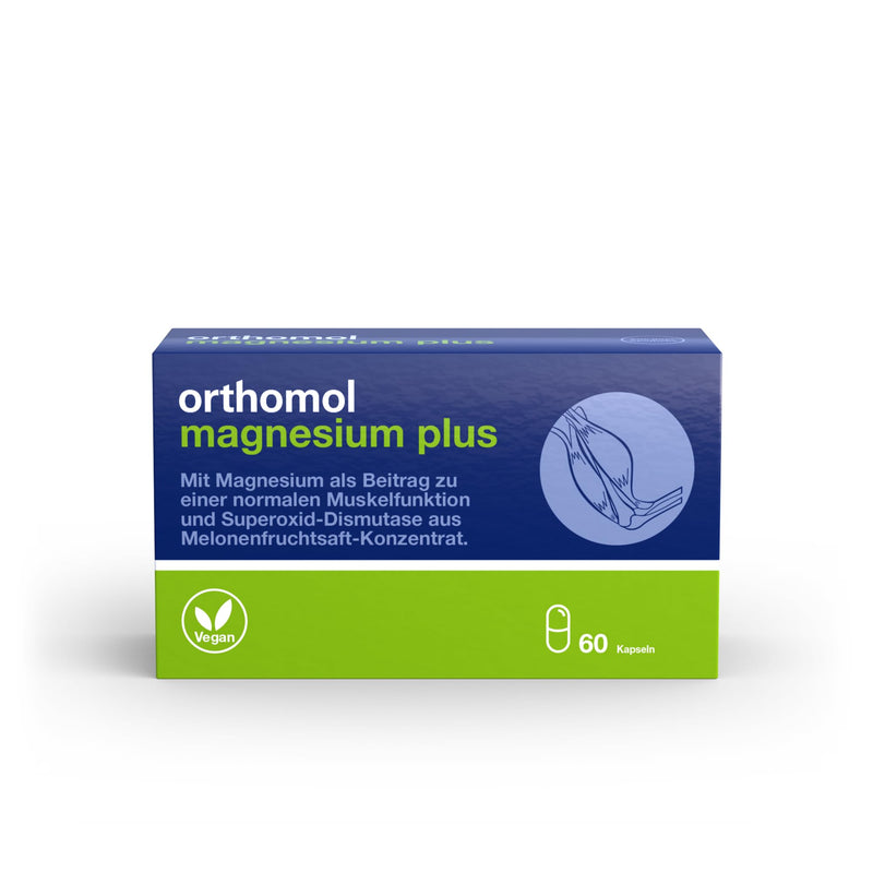 Orthomol Magnesium Plus - For Normal Muscle Function - With 150 Mg Magnesium Per Capsule And Superoxide Dismutase From Melon Fruit Juice Concentrate - 60 Capsules - NewNest Australia