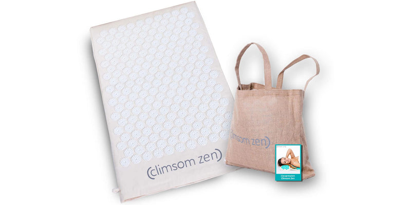Climsom Zen Acupressure Mat, 3 Colors (Blue, White, Purple), 100% Natural And Organic Textiles, Jute Bag And Advice Book Included, Back Massage For Home (White) - NewNest Australia