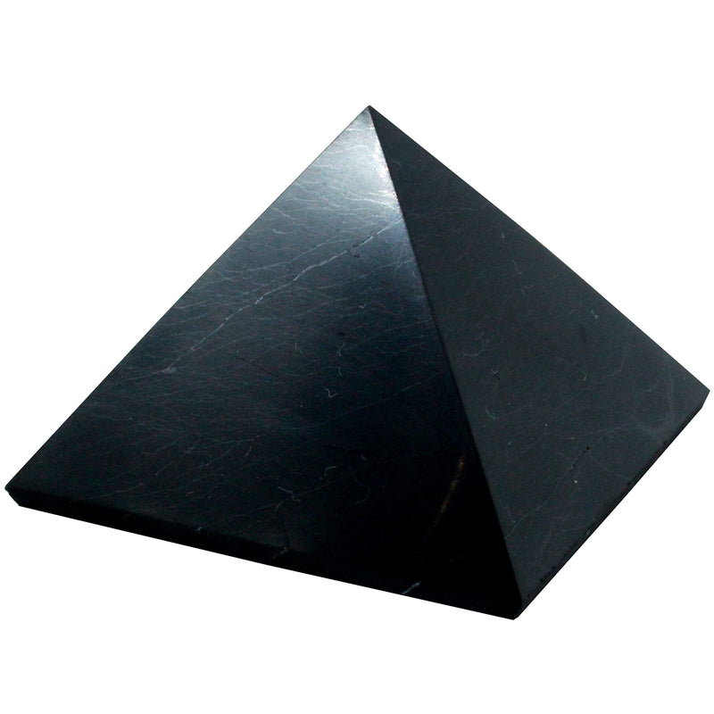 Heka Naturals Polished Shungite Pyramid Crystal | 5 cm - Black Mineral Stones for Decoration & Meditation - Living Room Crystals - Natural Barrier & Cleaner - Fullerenes - NewNest Australia
