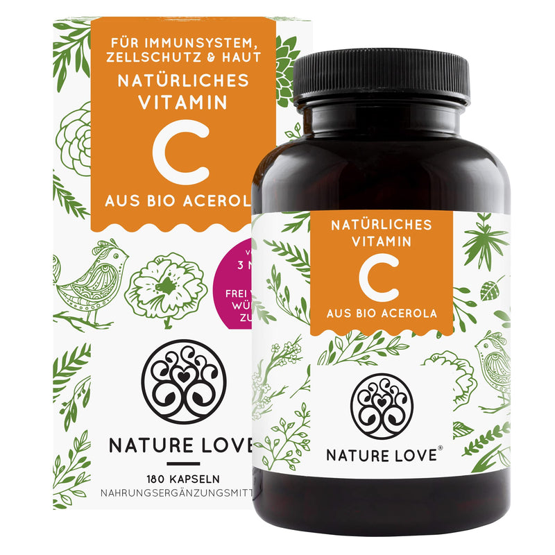 Natural Vitamin C In Organic Quality 180 Capsules, 3 Months' Supply Made From Organic Acerola Extract, Rich In Bioflavonoids And Highly Bioavailable. Laboratory Tested, Vegan And Made In Germany. - NewNest Australia