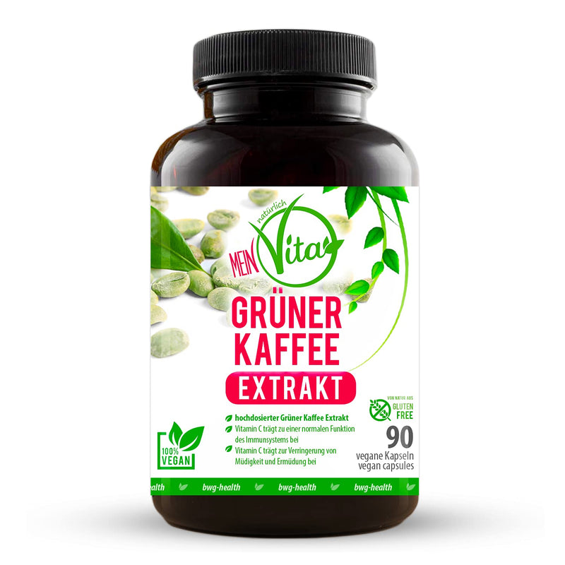 MeinVita Green Coffee - 1376 mg (daily portion) - high dosage - 100% vegan capsules, 90 pieces (74 g) - NewNest Australia