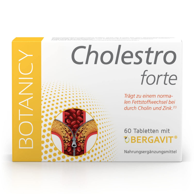Botanicy Cholestro Forte With Bergavit - Cholesterol Naturally Lower - Bergamot Extract, Vitamin A, C And E, Zinc, Selenium & Choline - Hormone-Free, Vegan - 60 Tablets - NewNest Australia