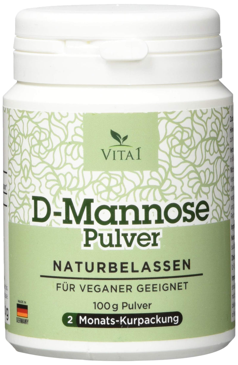 Vita 1 D Mannose Powder, Dietary Treatment Against Cystitis And Urinary Tract Infections, 100 G Content, 2 Months Stock, 100% Vegan, Pure, Natural, Made In Germany - NewNest Australia