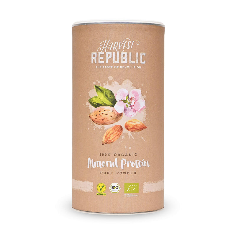 HARVEST REPUBLIC Organic Almond Protein Powder, 1 x 550 g, 50% Protein Content, Organic Food, Well Soluble, Creamy - NewNest Australia